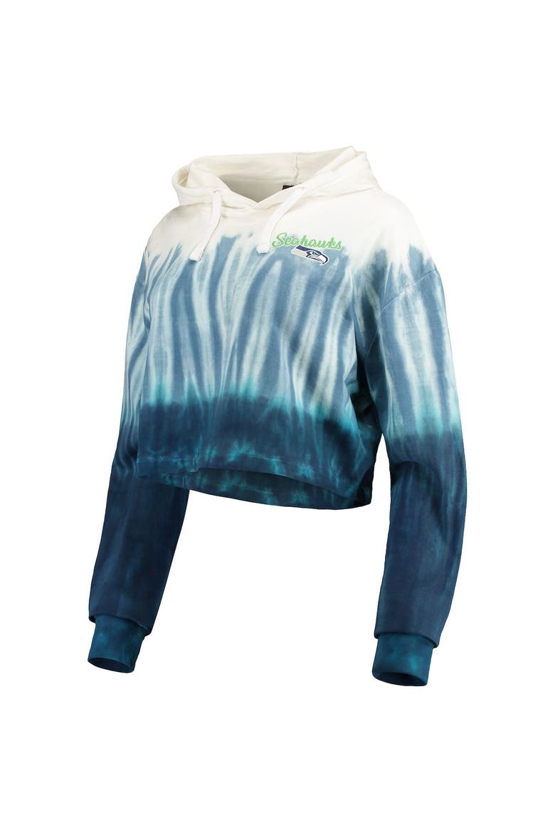 Women's FOCO College Navy/White Seattle Seahawks Dip-Dye Crop Pullover Hoodie & Shorts Set, Alternate, color, Navy