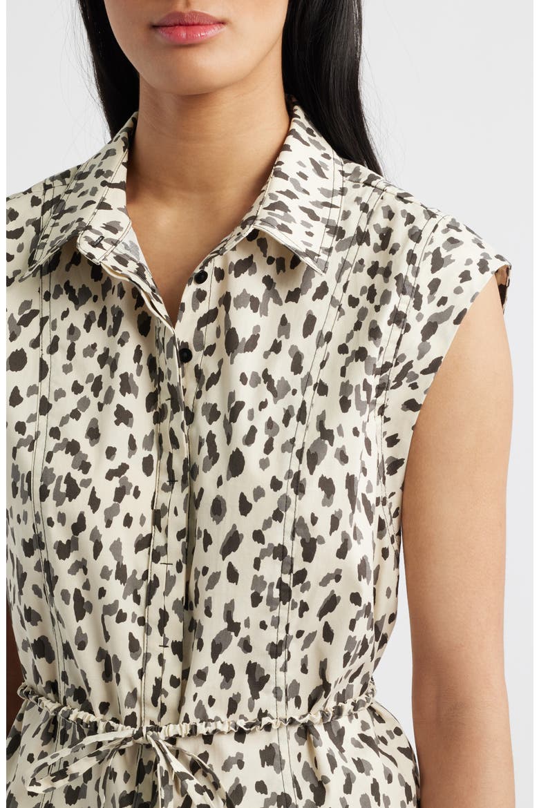 Animal Spot Cap Sleeve Cotton Peplum Top, Alternate, color, BLACK/ CREAM