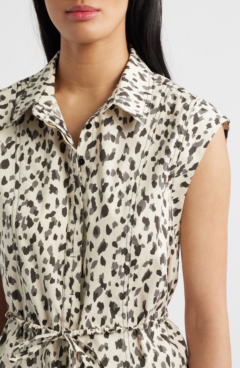 Wit & Wisdom Animal Spot Cap Sleeve Cotton Peplum Top, Alternate, color, Black/ Cream