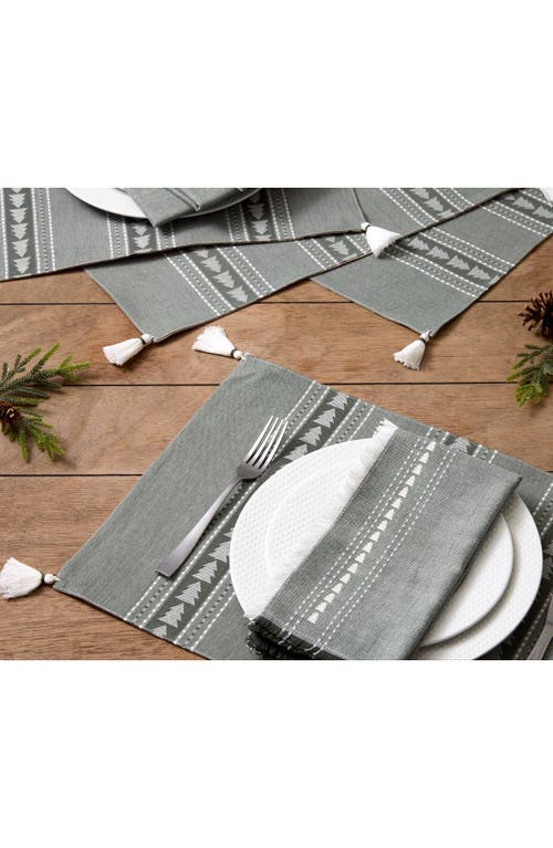 Design Imports Balsam Fir Tree Jacquard Set Of 4 Placemats In Gray