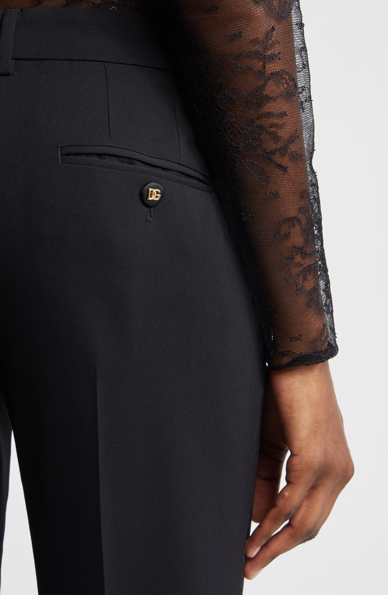 Dolce&Gabbana Low Rise Stretch Wool Ankle Pants, Alternate, color, Nero