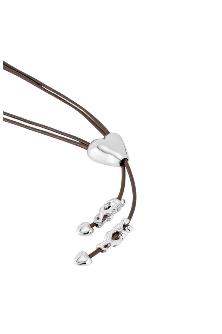 Heartline Leather Necklace, Alternate, color, Silver