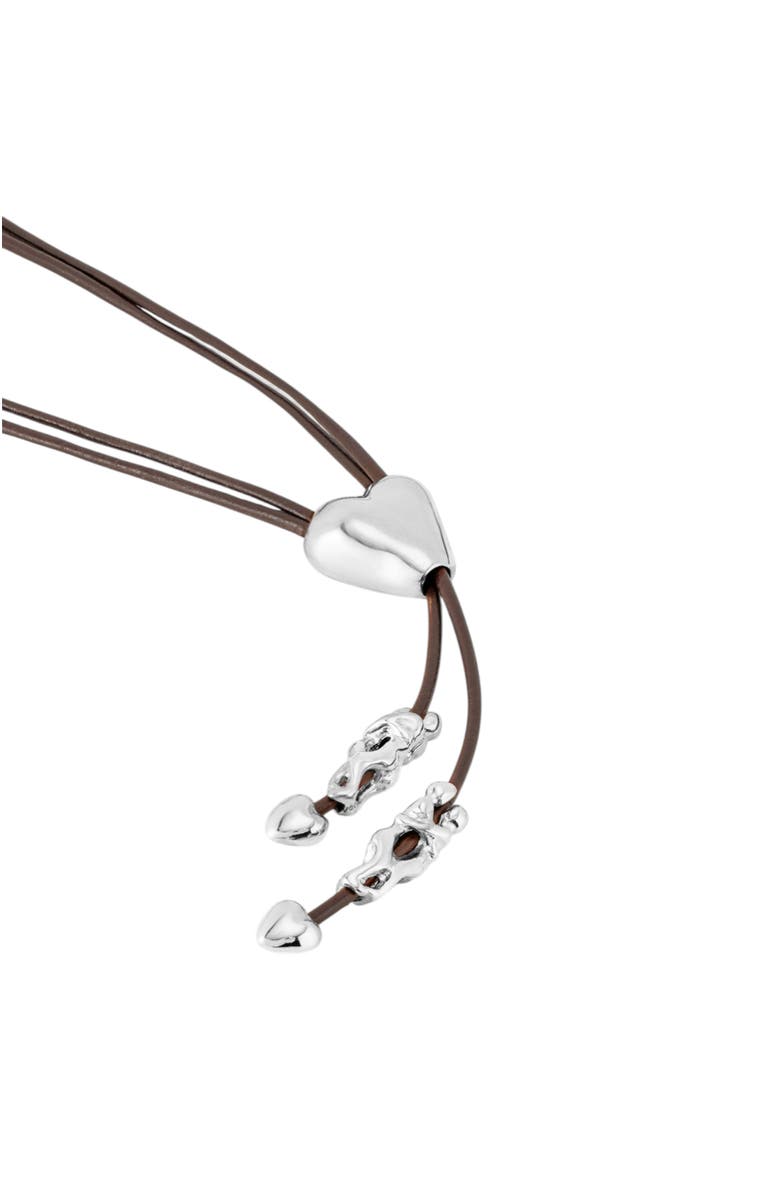 UNODE50 Heartline Leather Necklace, Alternate, color, Silver