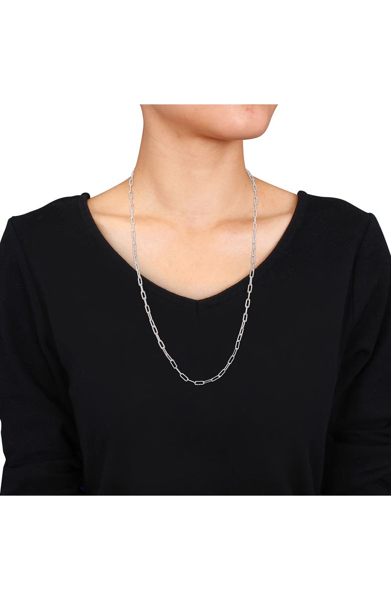 DELMAR Textured Paper Clip Chain Necklace, Alternate, color, Silver
