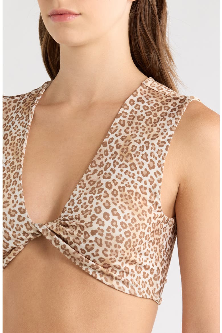 Olivia Leopard Twist Front Bikini Top, Alternate, color, LIGHT LEOPARD