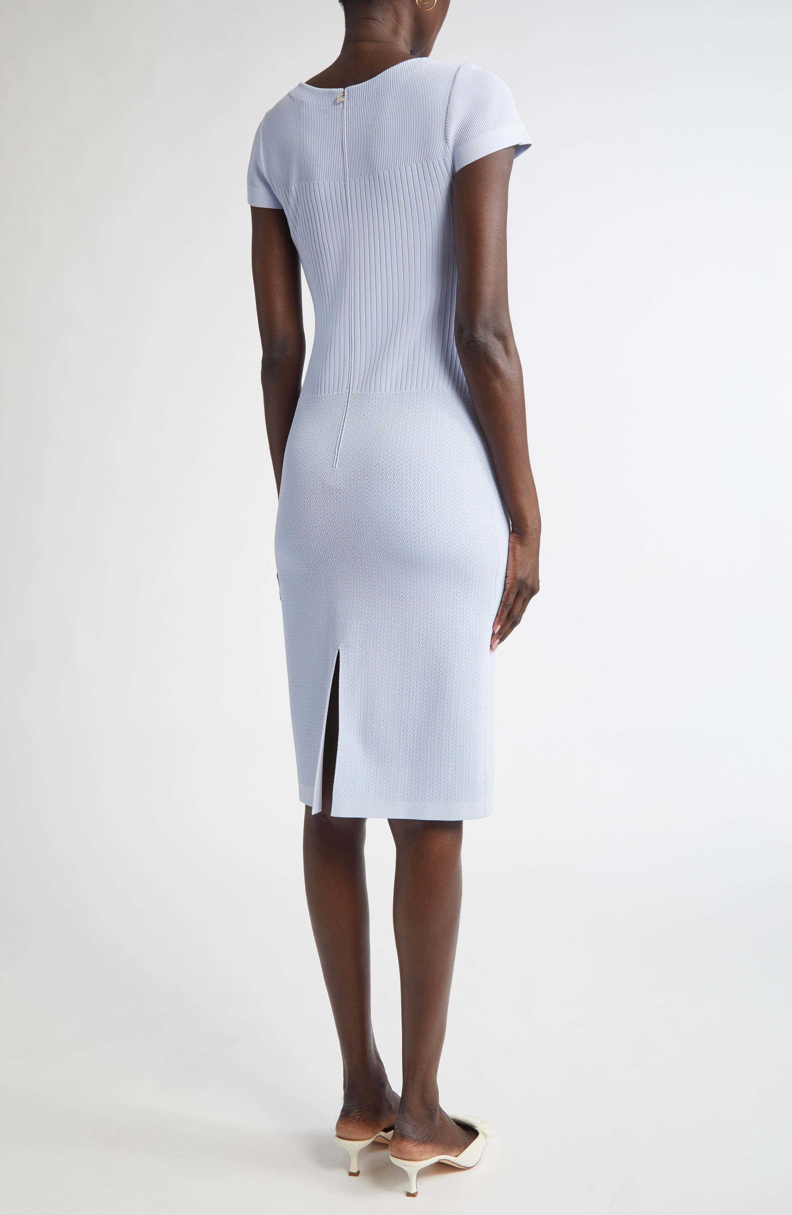 Mixed Stitch Flatback Rib Sheath Dress - image 2