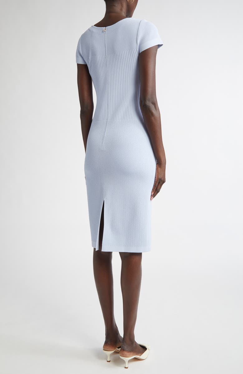 ST. JOHN Mixed Stitch Flatback Rib Sheath Dress, Alternate, color, Blue Lagoon