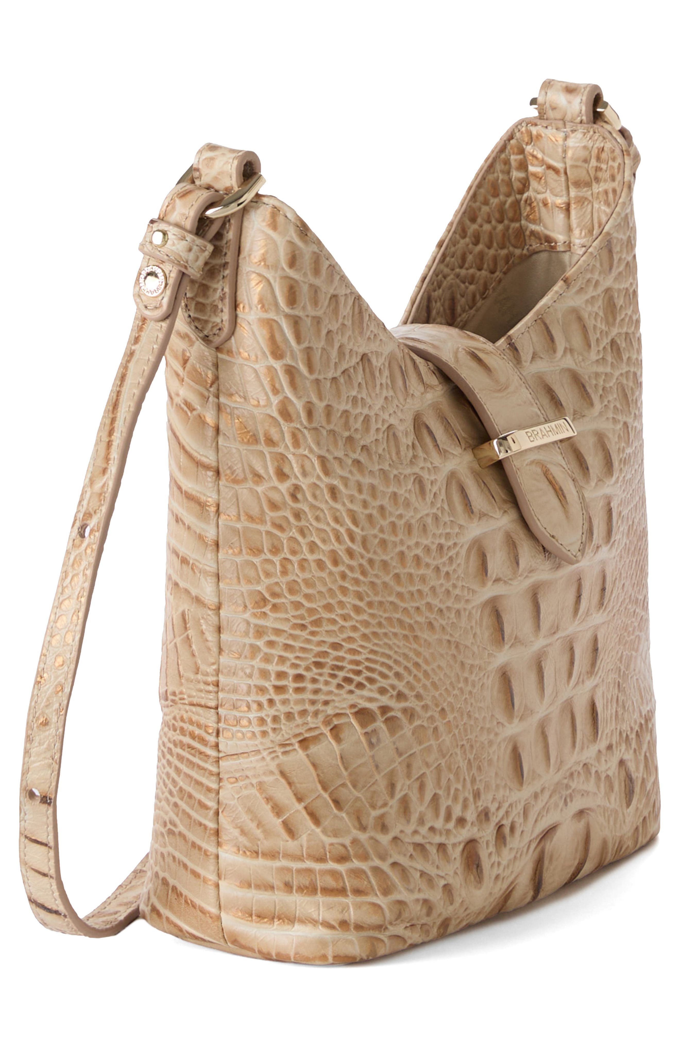 Small Gwynne Croc Embossed Leather Crossbody Bag, Alternate, color, SANDSTORM