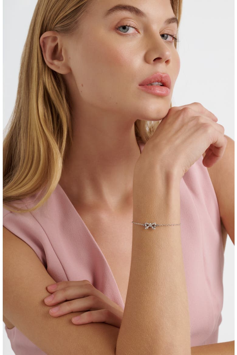 Carsaa Crystal Petite Bow Slider Bracelet, Alternate, color, SILVER TONE