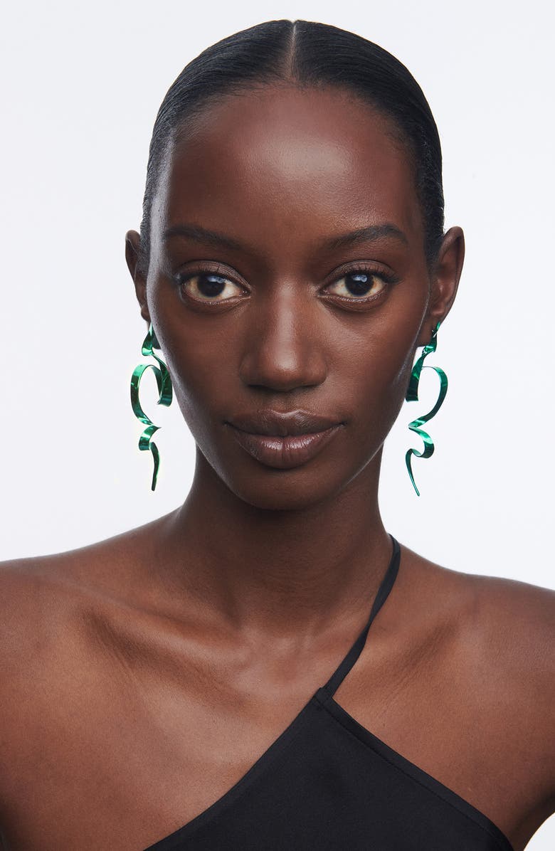 Sterling King Allegro Ribbon Drop Earrings, Alternate, color, Emerald