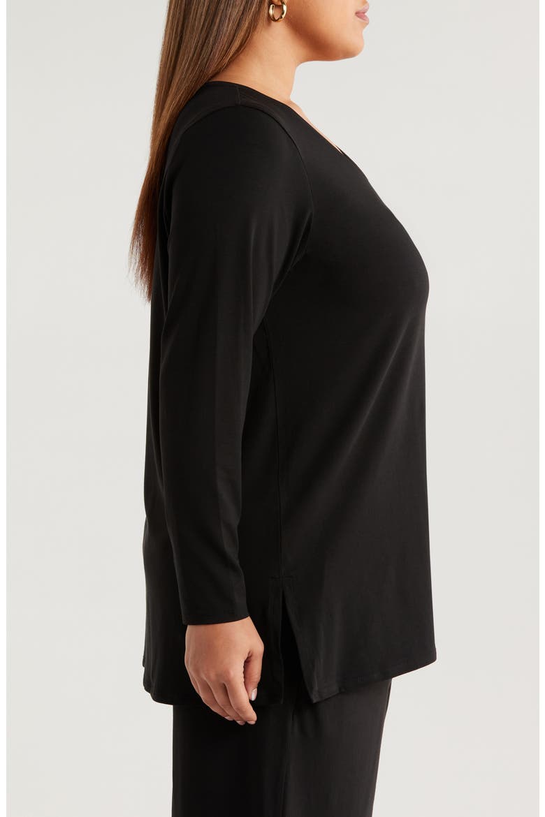 Long Sleeve V-Neck Tunic, Alternate, color, BLACK