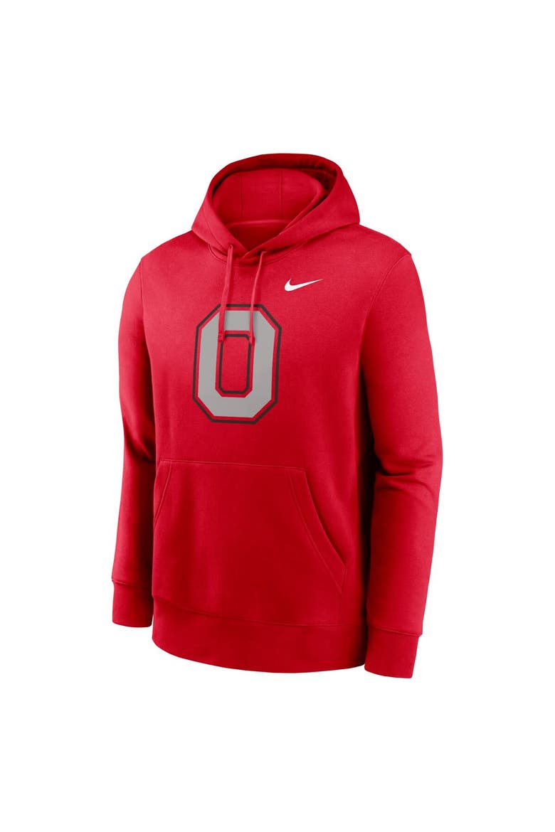 Men's Nike Scarlet Ohio State Buckeyes Primetime Alternate Logo Club Fleece Pullover Hoodie, Alternate, color, Scarlet