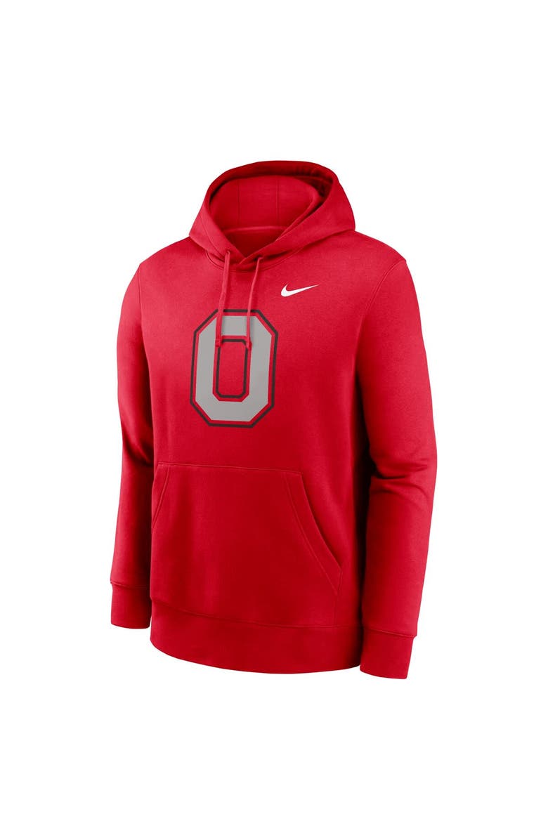 Nike Men's Nike Scarlet Ohio State Buckeyes Primetime Alternate Logo Club Fleece Pullover Hoodie, Alternate, color, Scarlet