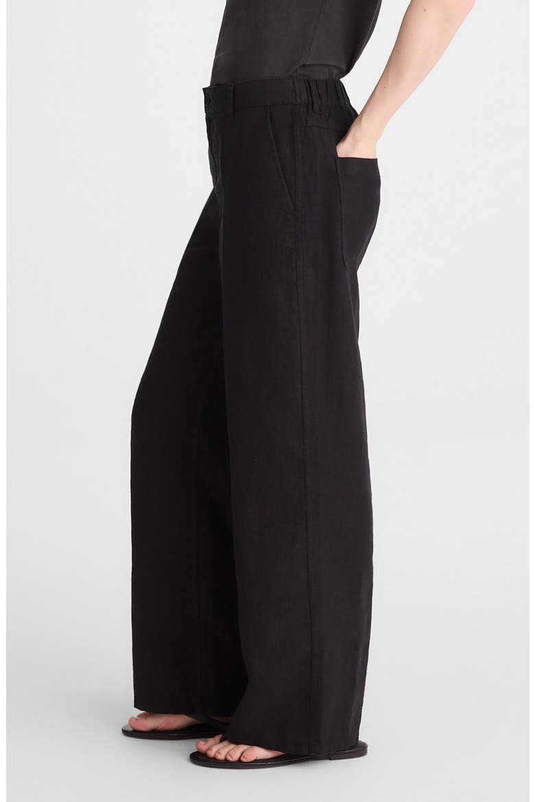 Zoe Relaxed Straight Leg Linen Pants, Alternate, color, JET BLACK