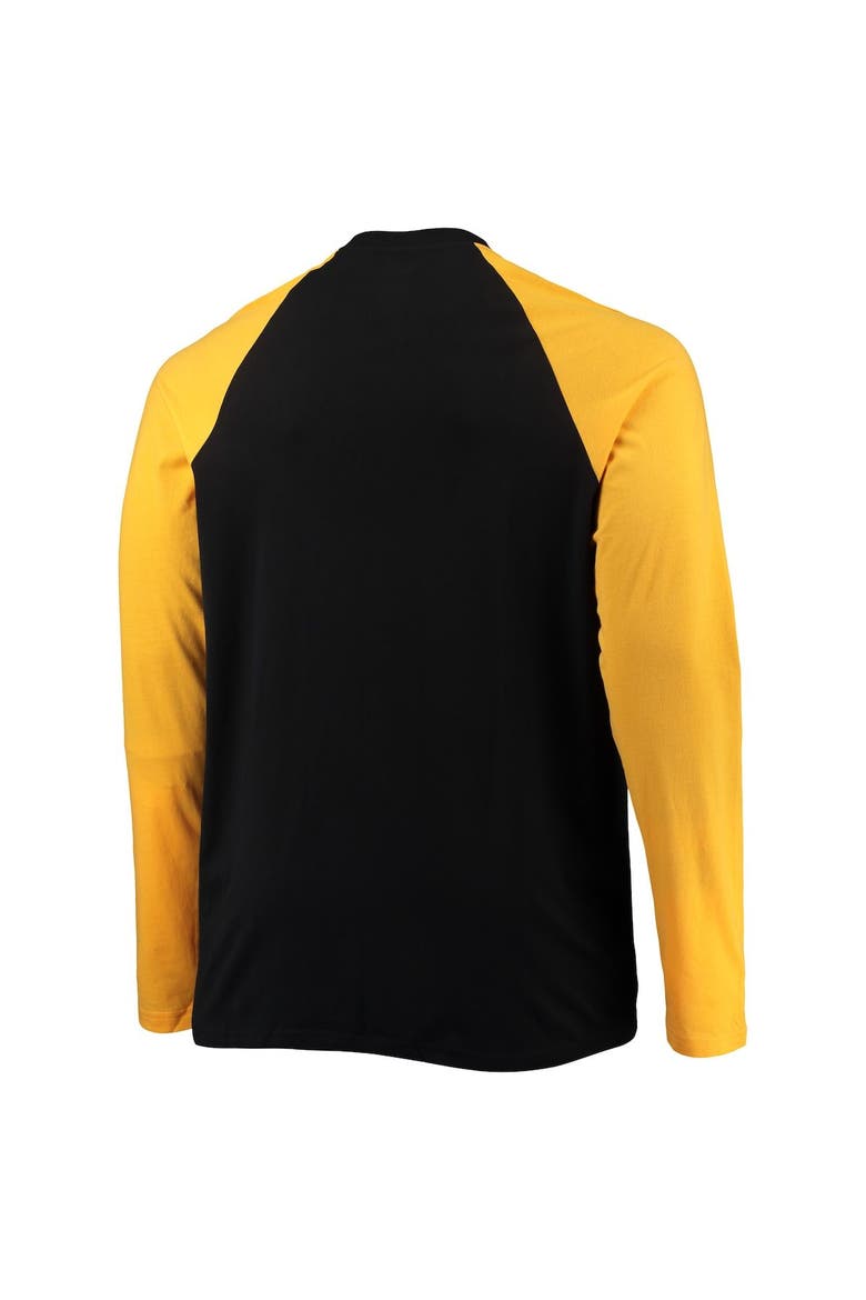 Men's New Era Black/Gold Pittsburgh Steelers Big & Tall League Raglan Long Sleeve T-Shirt, Alternate, color, Black
