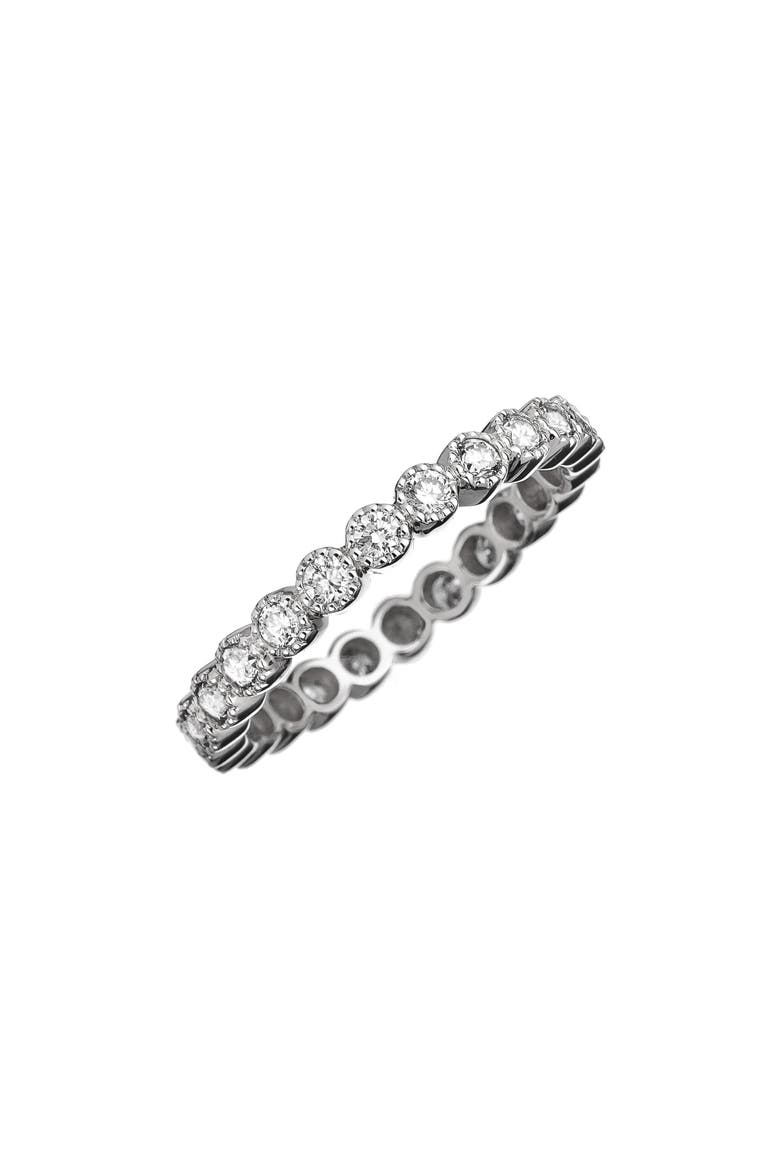 Bezel Set Diamond Stacking Ring, Main, color, WHITE GOLD/ DIAMOND
