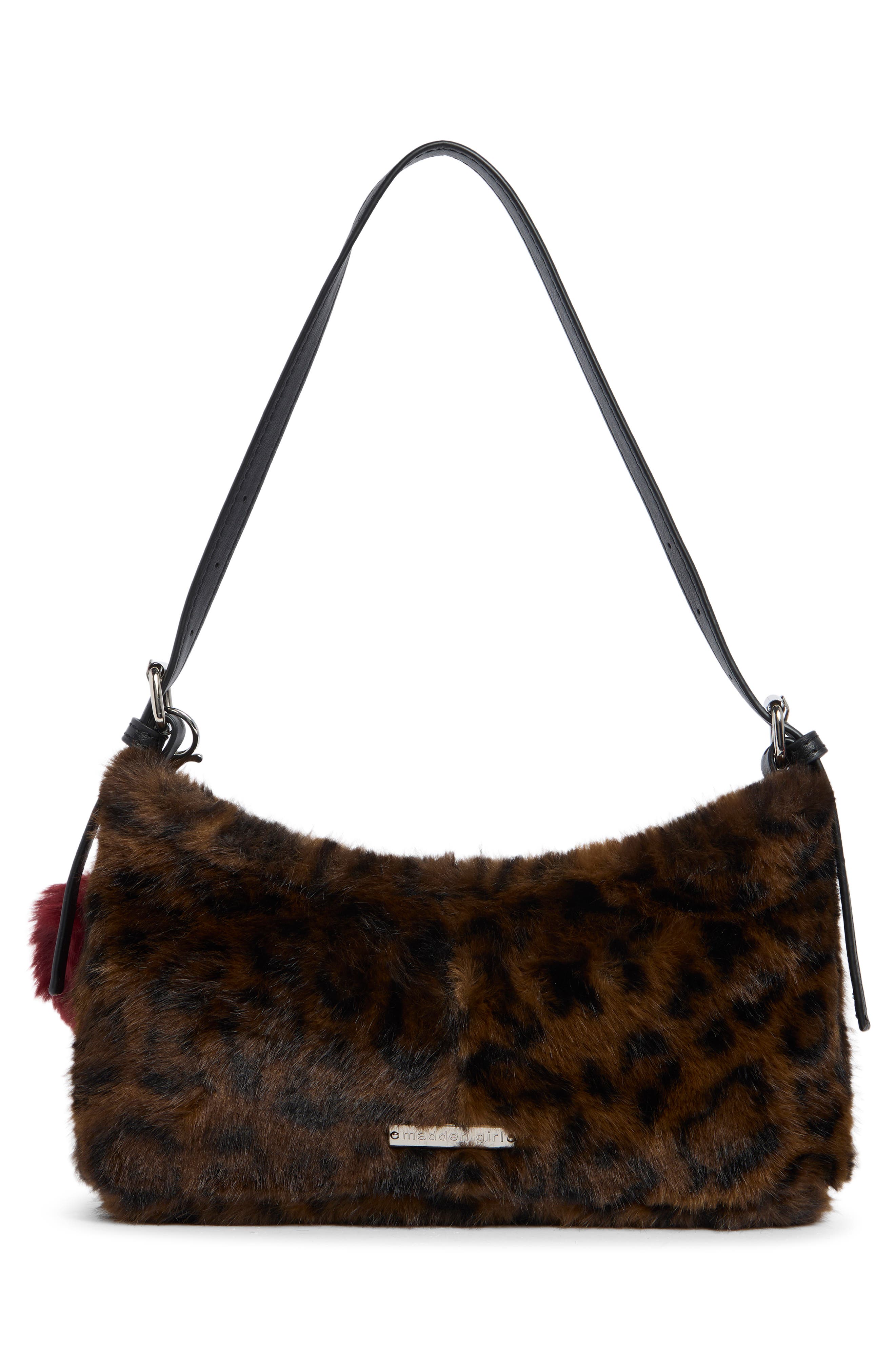 Faux Fur Baguette Shoulder Bag, Alternate, color, LEOPARD