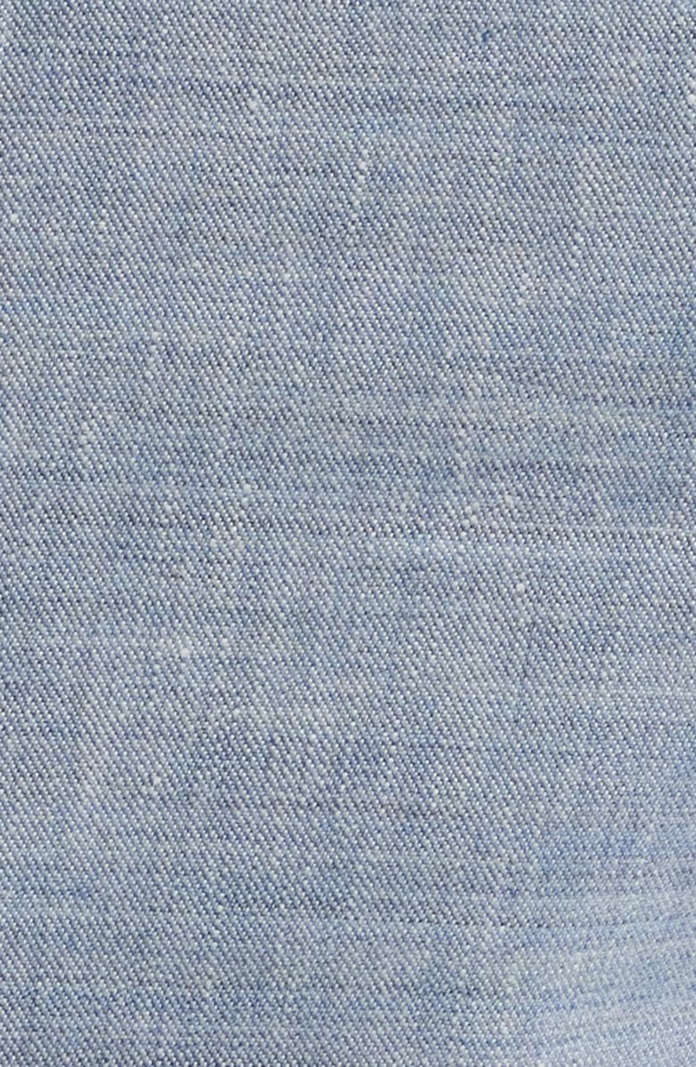 Canali Trim Fit 5-Pocket Slub Linen & Wool Dress Pants, Alternate, color, Light Blue