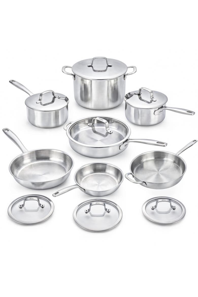 Maestro 5-Ply Stainless Steel Cookware Set, Main, color, 14-Piece Set