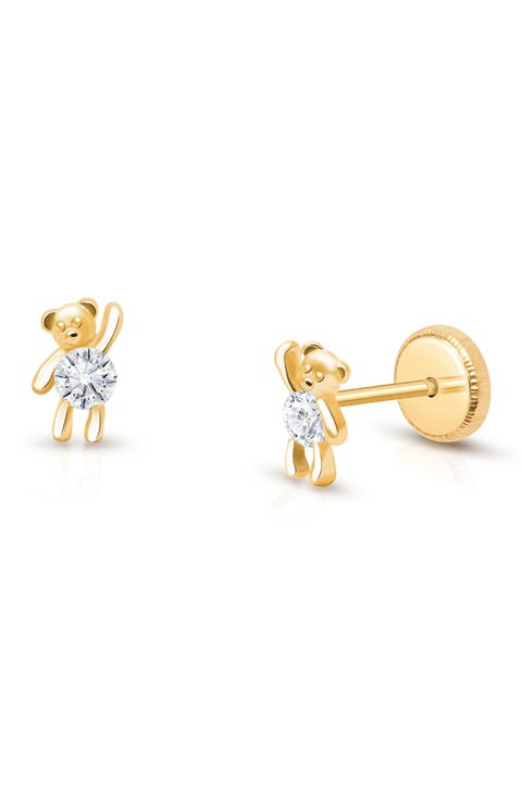 14K Gold Teddy Bear Bliss Studs Screw Back Earrings