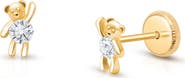 Tiny Blessings 14K Gold Teddy Bear Bliss Studs Screw Back Earrings