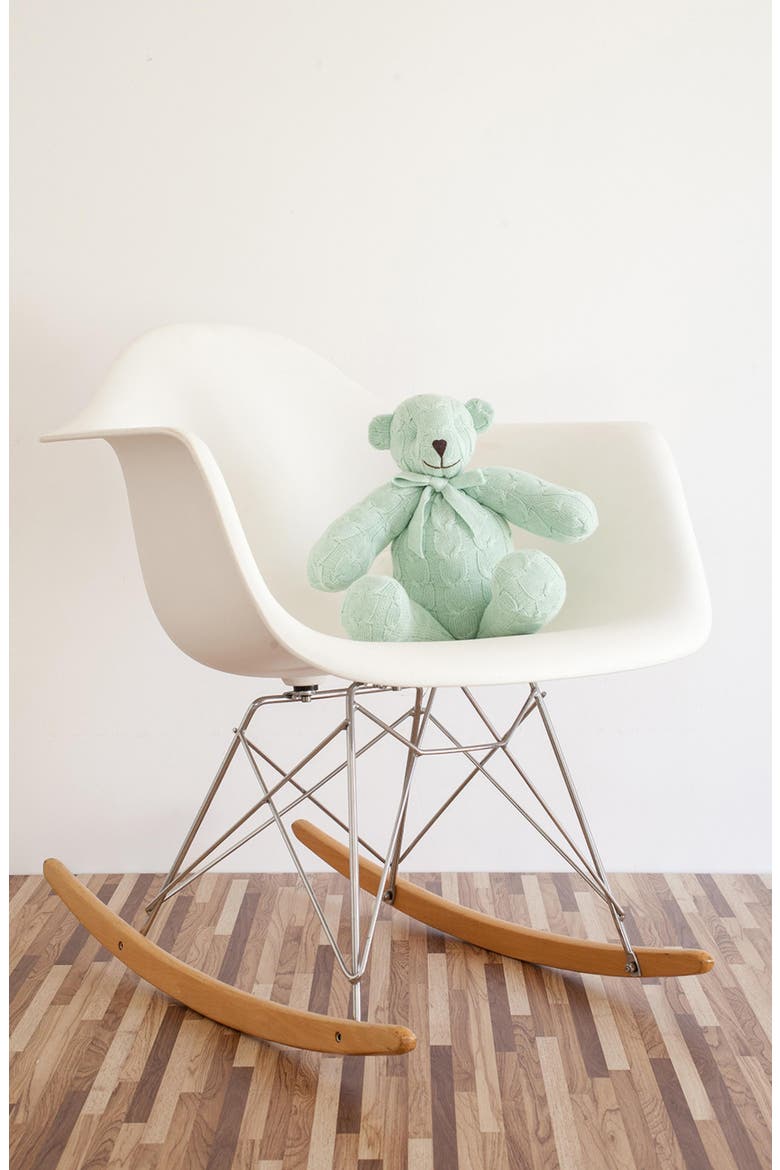 Plush Cable Knit Teddy Bear, Alternate, color, GREEN