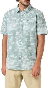 O'Neill Relaxed Fit Short Sleeve Performance Slub Button-Up Shirt