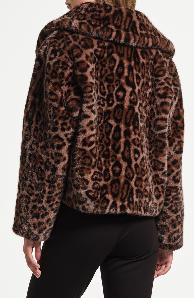 Isaac Mizrahi New York Oversize Collar Faux Fur Jacket, Alternate, color, Chocolate Leopard