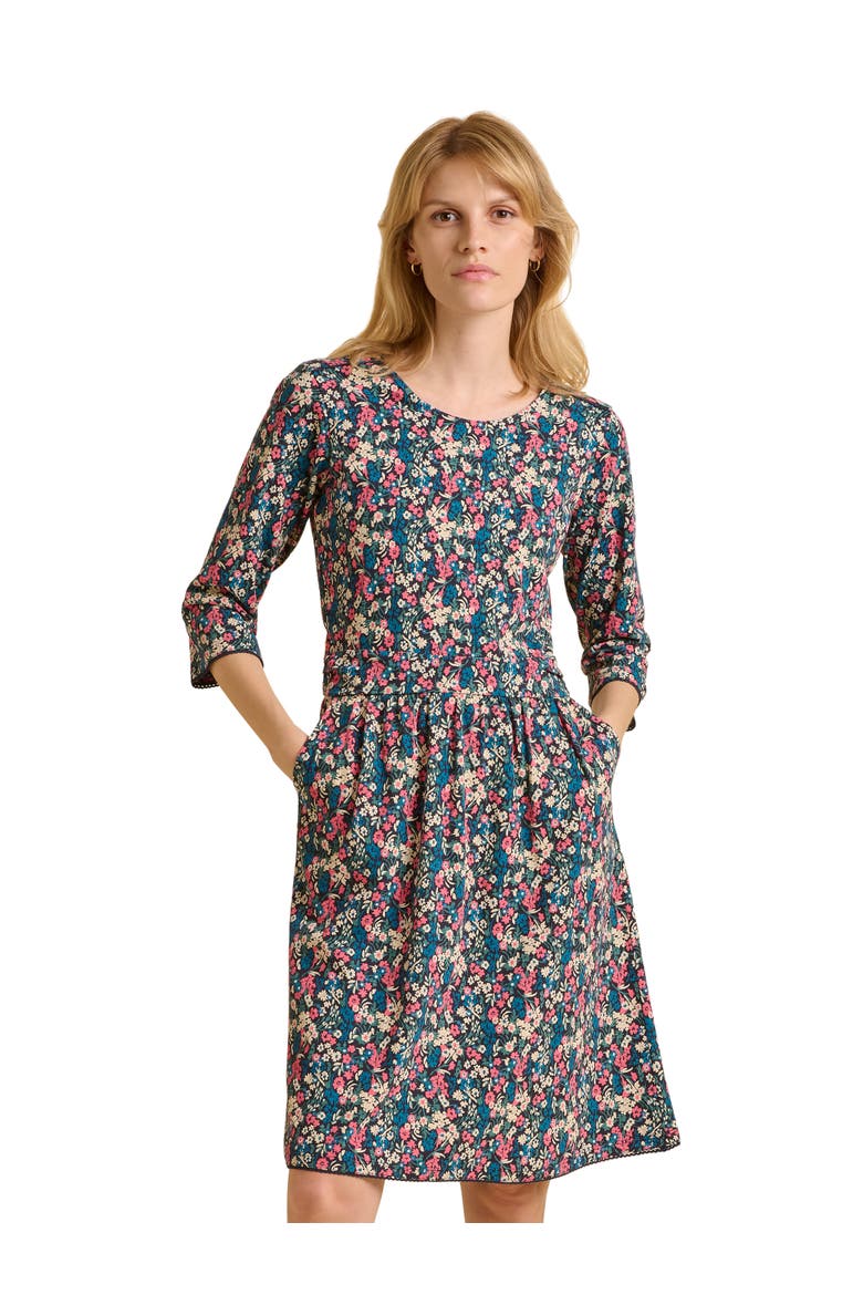 Freya 3/4 Sleeve Round Neck Dress, Main, color, Navy