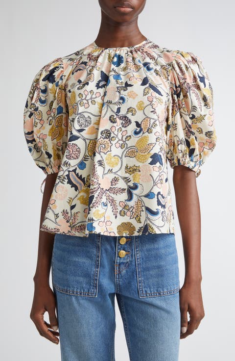 Coralie Embroidered Puff Sleeve Top