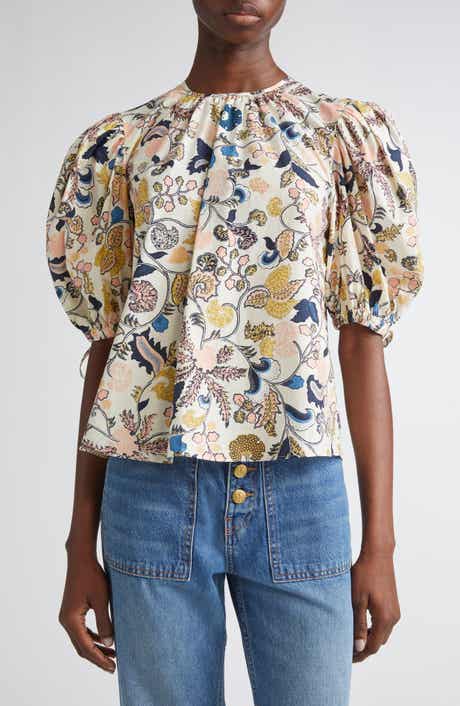 Ulla Johnson Coralie Embroidered Puff Sleeve Top