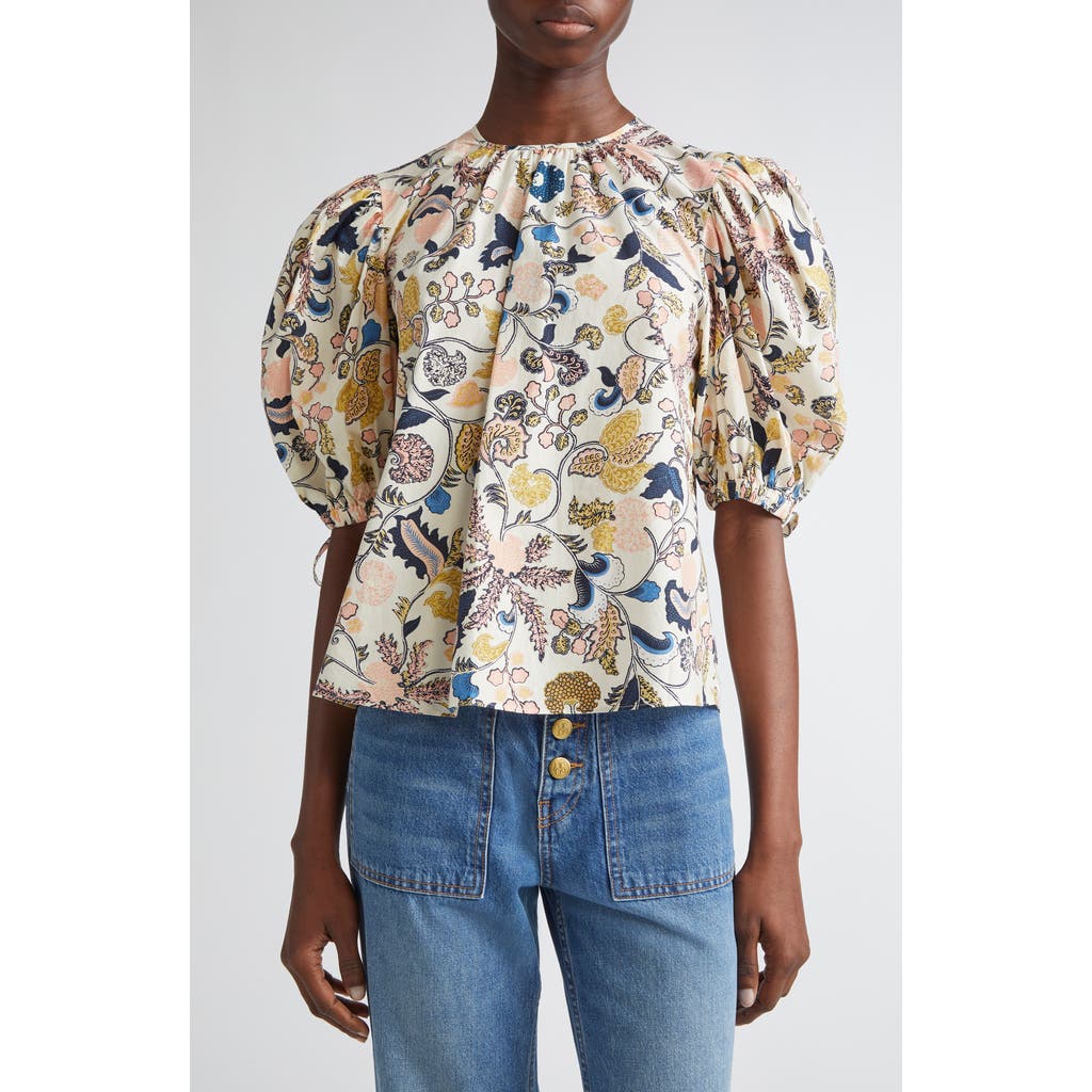 Ulla Johnson Coralie Short Sleeve Blouse Magnolia
