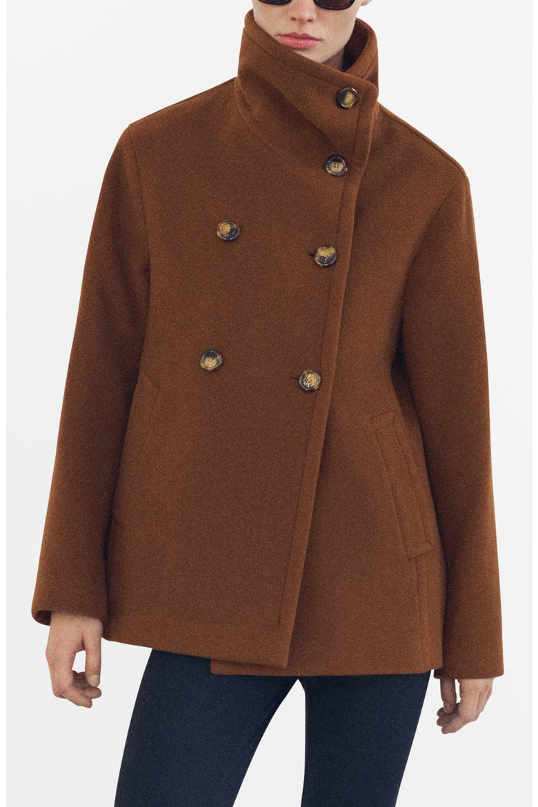 Double Breasted Wool Blend Jacket, Main, color, BROWN