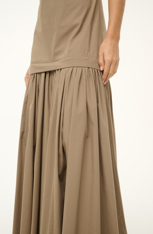 Staud Ari Gathered Sleeveless Maxi Dress In Taupe