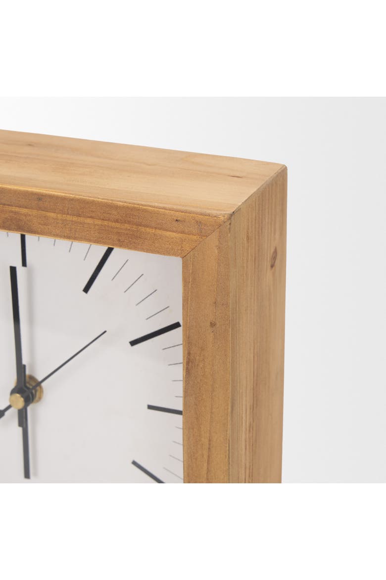 Renaya Wood w/ Metal Base Table Clock, Alternate, color, Brown