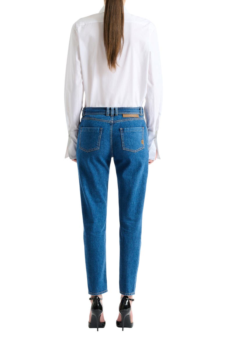 Belted denim jeans, Alternate, color, blue