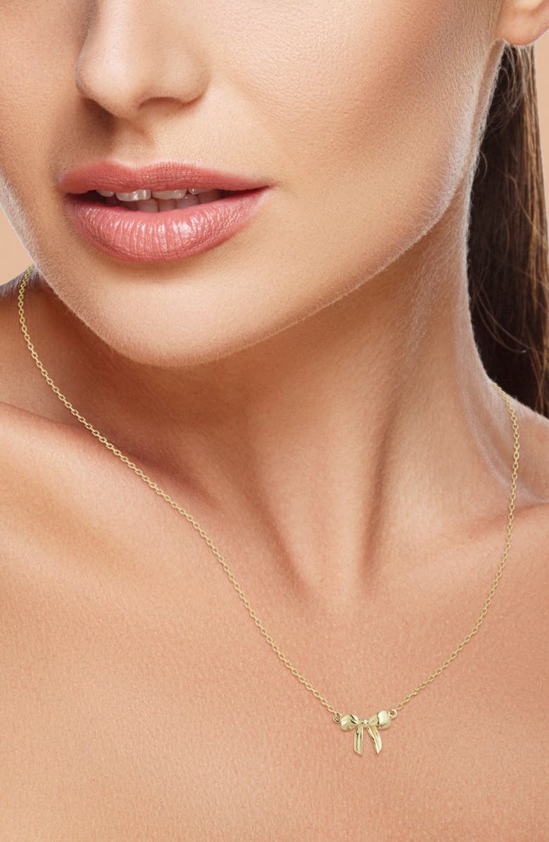 Ember Fine Jewelry Bow Necklace, Alternate, color, Gold