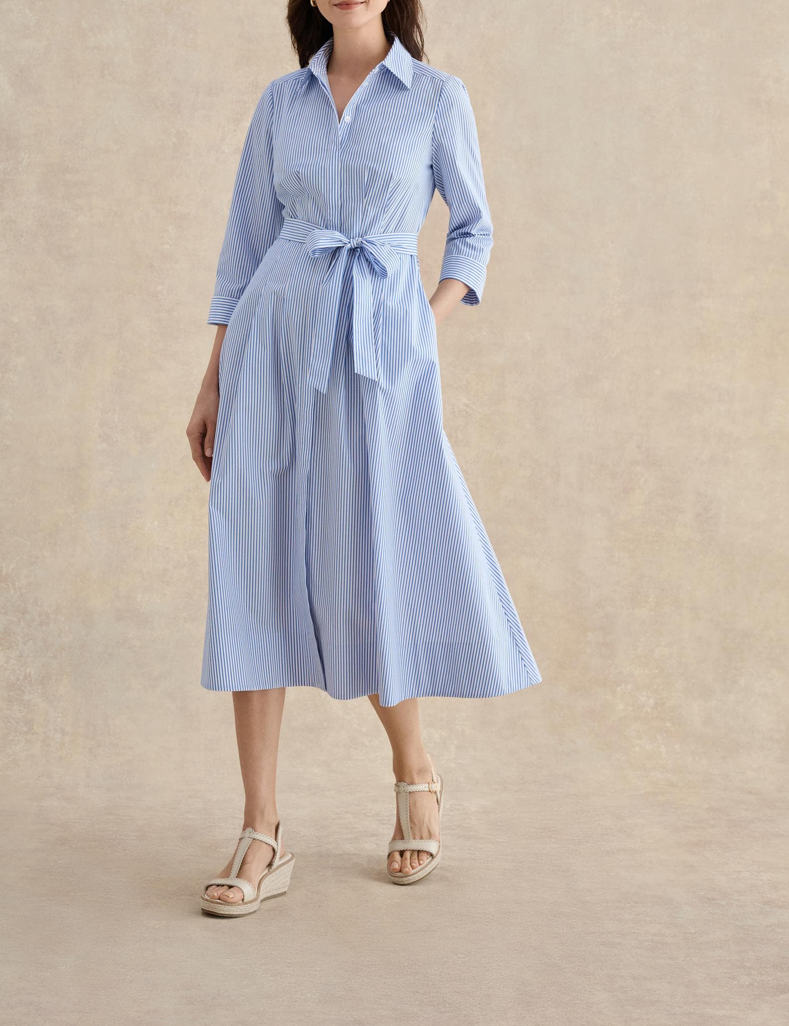 HOBBS LONDON Jane Belted Midi Shirt Dress (Women) | Nordstrom