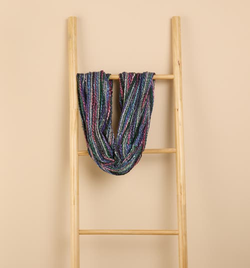 Feelgoodz Artisan Woven Luna Infinity 100% Recycled Acrylic Multi Colored Winter Scarf In Blue