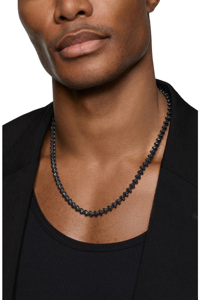 Men's Armory Link Necklace, Black Titanium with Black Diamonds, 7.5mm, Alternate, color, ALTERNATIVE MATERIAL