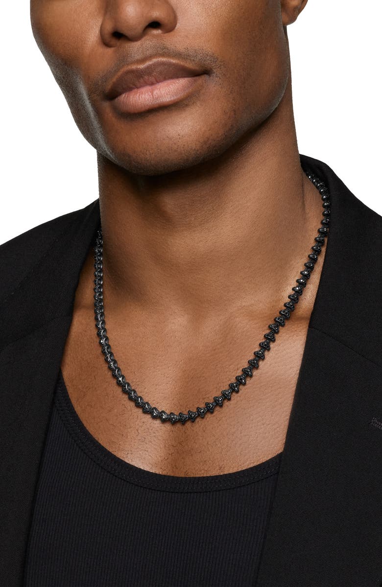 David Yurman Men's Armory Link Necklace, Black Titanium with Black Diamonds, 7.5mm, Alternate, color, Alternative Material