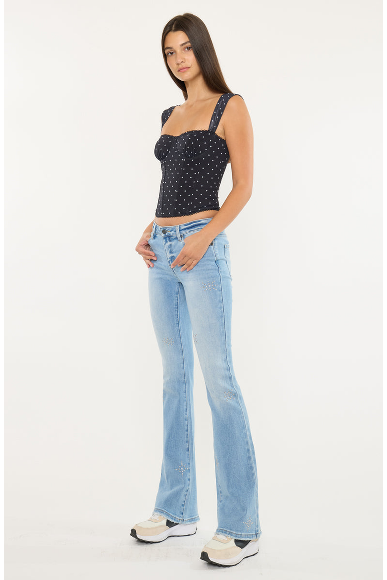 Estrella Mid Rise Flare Jeans, Alternate, color, Medium Wash