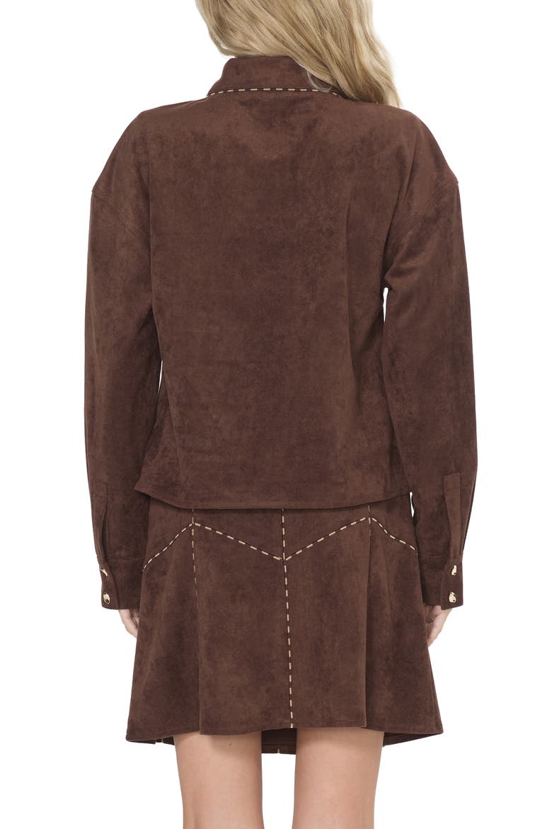 Avyanna Faux Suede Jacket, Alternate, color, FUDGE BROWN