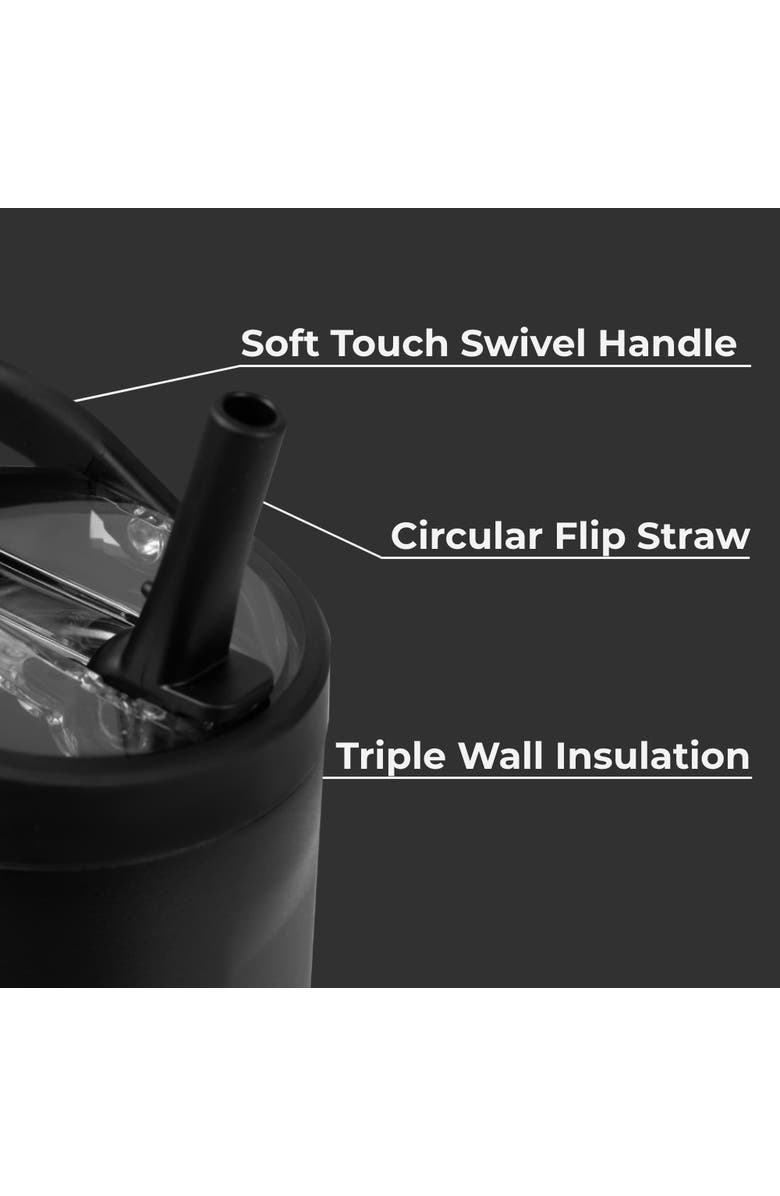 HydroJug Sport Insulated Stainless Steel Water Bottle with Flip Straw and Swivel Handle for Gym & Outdoors, Alternate, color, Black