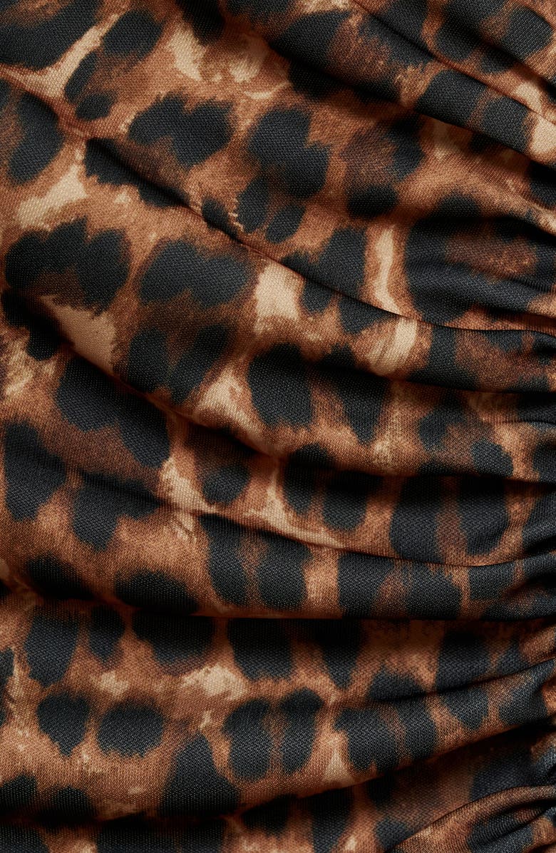 MANGO Leopard Print Side Ruched Dress, Alternate, color,