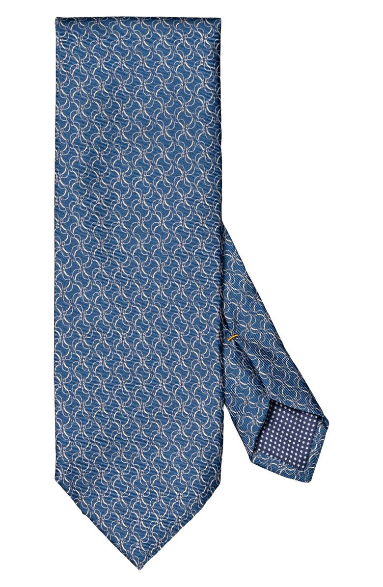 Eton Blue Vine Print Silk Tie, Main, color, Medium Blue