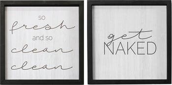 STRATTON HOME DECOR White/Black Get Naked Wall Art - Set of 2