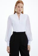 Karen Millen Zip Detail Chiffon Sleeve Knit Top