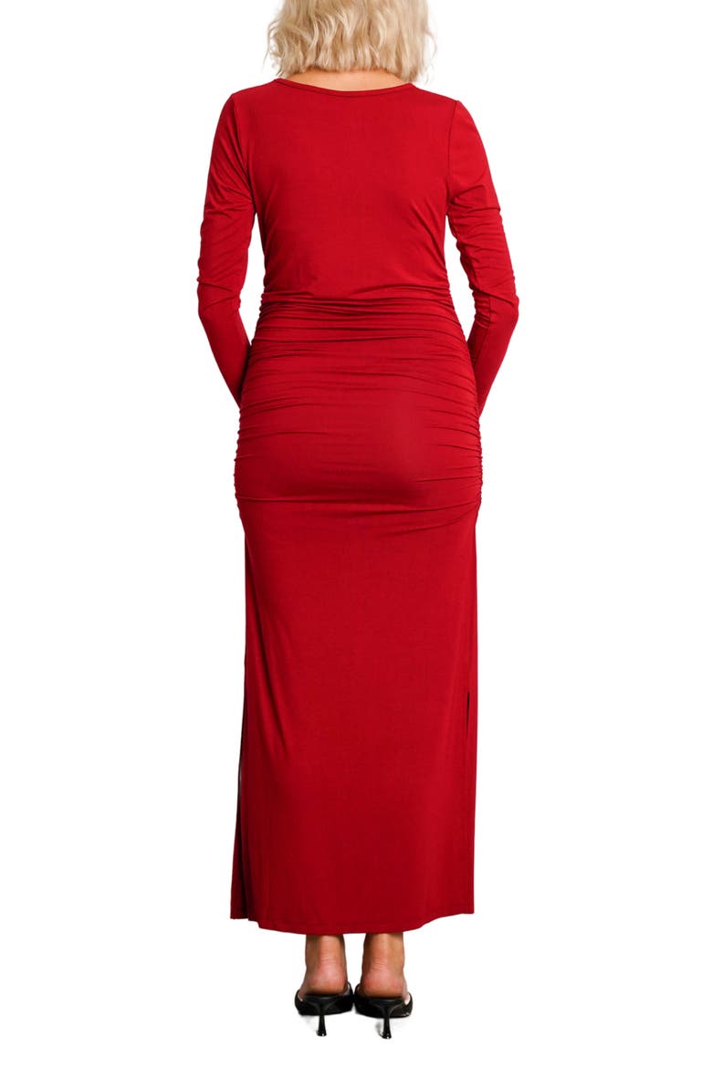 The Curve Ruched Maternity Maxi Dress, Alternate, color, MERLOT