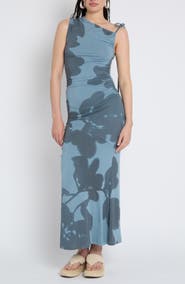 Muse Assembly Placement Print Ruched Side Maxi Dress